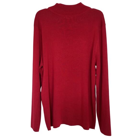 Chico’s Red Holiday Christmas Party Sweater Size 3 XL Stretch Classic Slinky - Picture 2 of 5